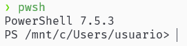 Interfaz de PowerShell 7+